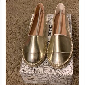 Gold Slip On Espadrille Flats